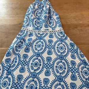 Cupshe Blue and White halter Midi Dress